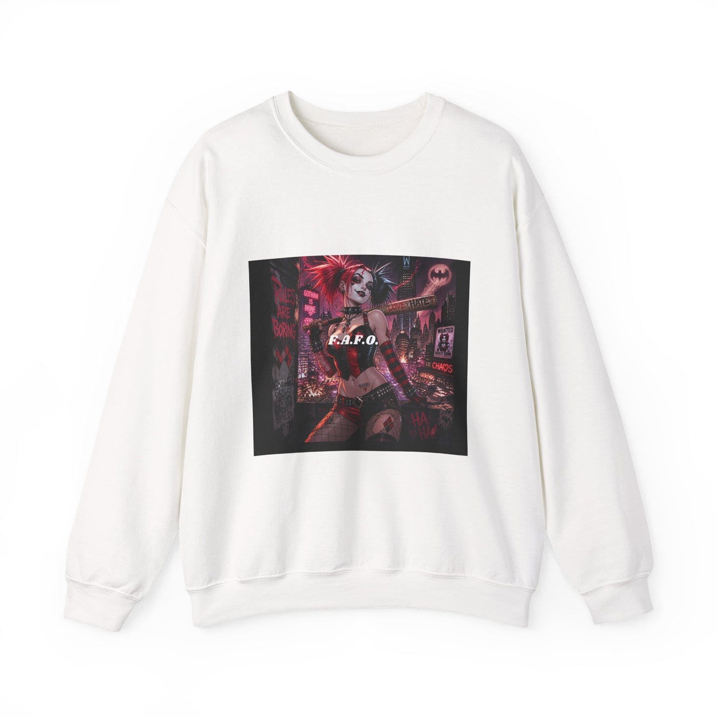 Crewneck Sweatshirt — Neon Harley Quinn Poster Design (G.F.O.)