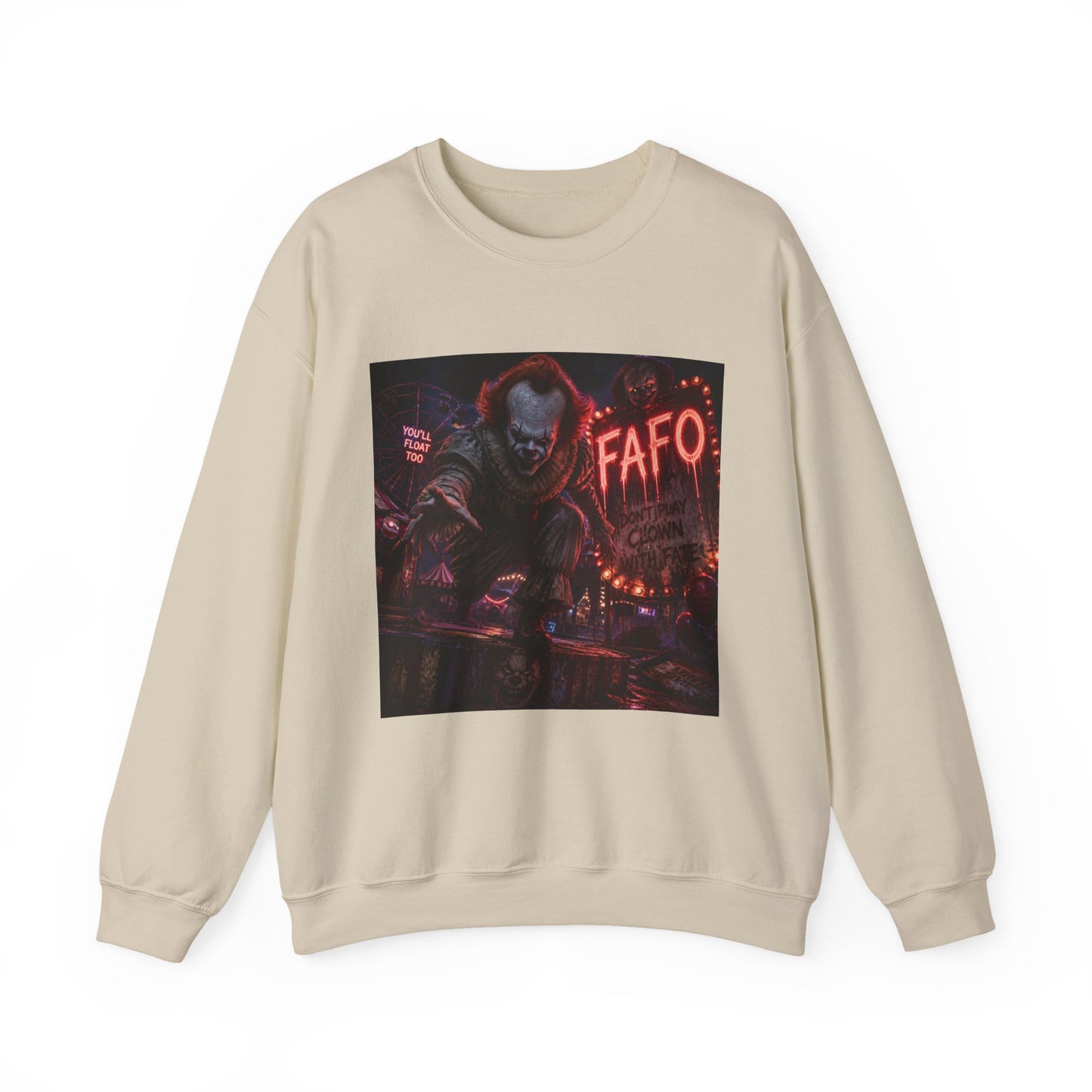 Creepy Clown "FAFO" Crewneck Sweatshirt — The FAFO Society Graphic