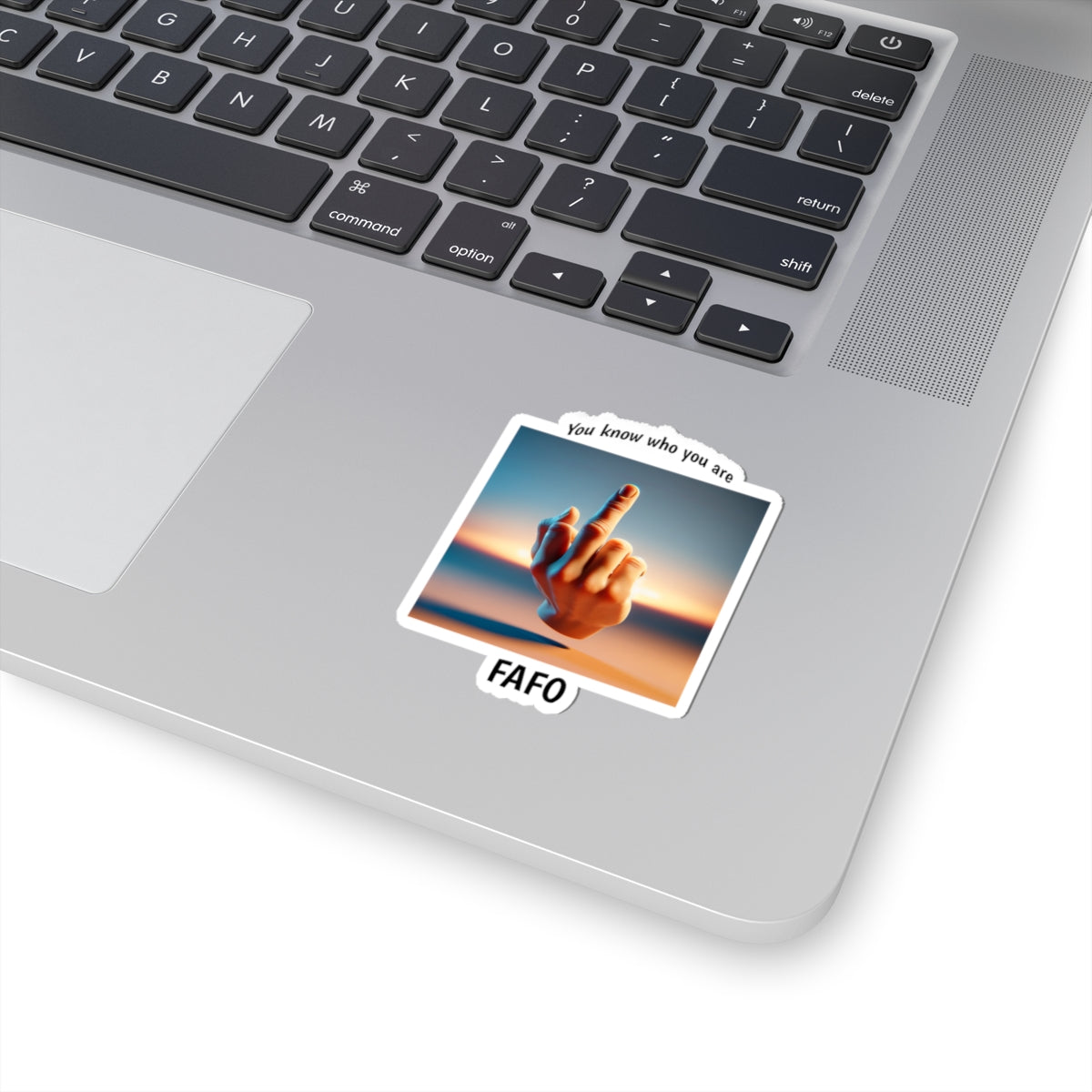 Kiss-Cut Sticker — FAFO Middle Finger Photo with “You know who you are” Caption