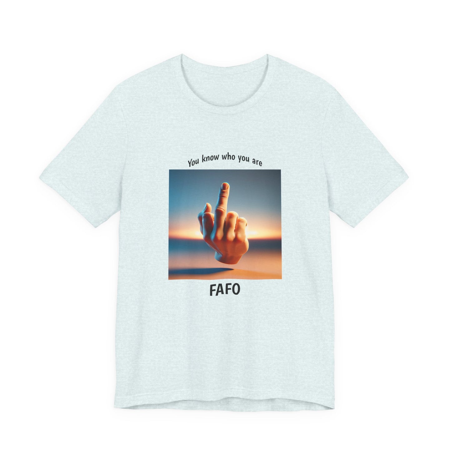 Sunset Middle Finger Graphic Tee – 'FAHO' Casual Statement T-Shirt