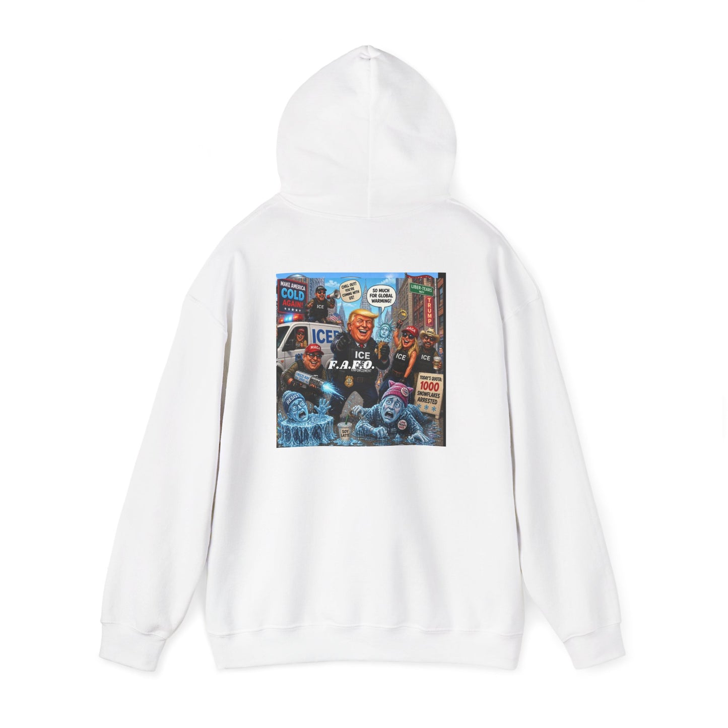 Political Collage Hoodie — Vintage Protest Pop-Art Sweatshirt (ICE, MAGA, 2020s)