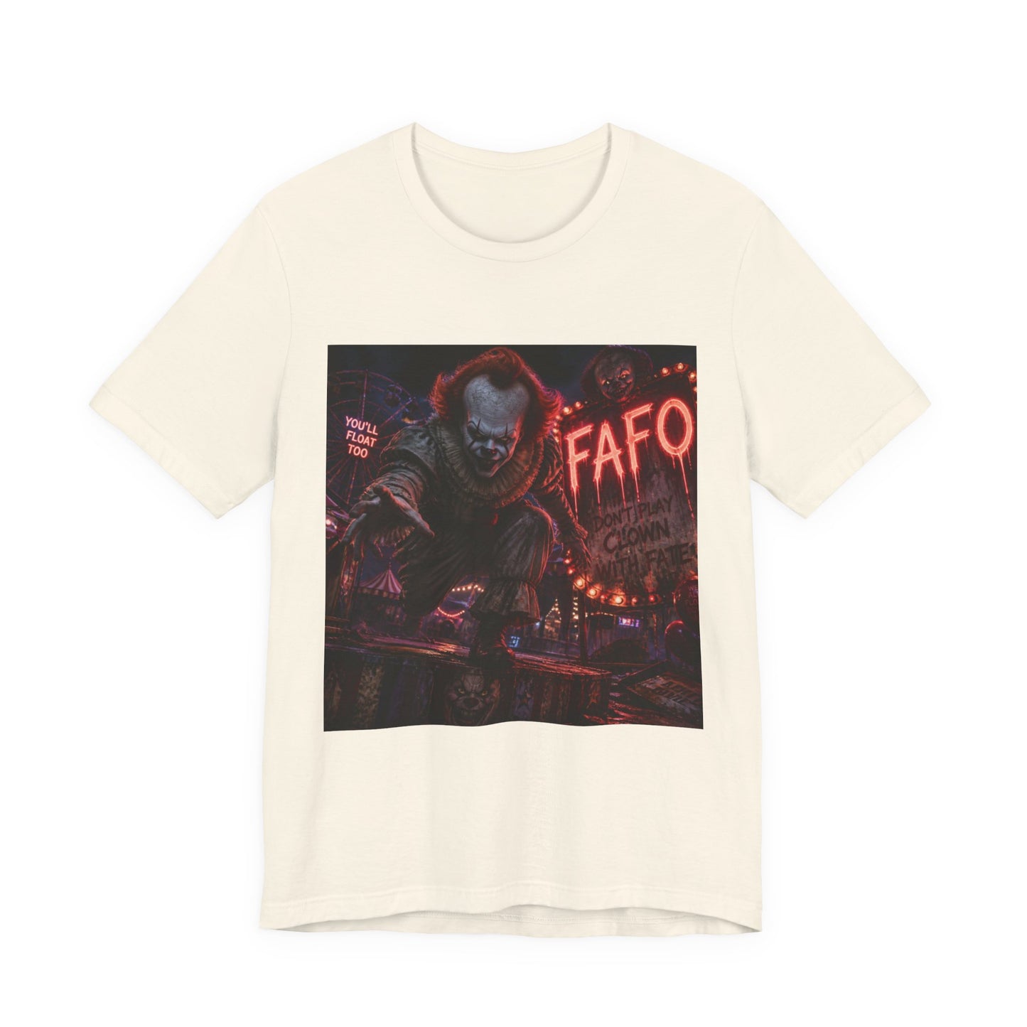 Horror Clown Graphic Tee — 'FAFO' Neon Carnival T-Shirt