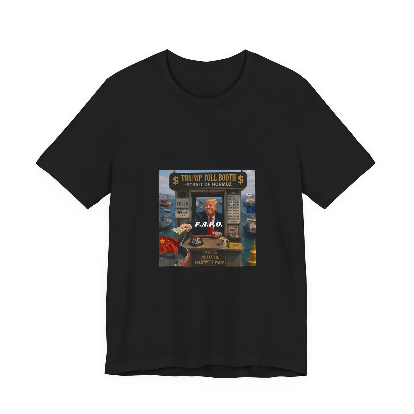 Political Satire Tee — "Trump Toll Booth" Graphic Shirt
