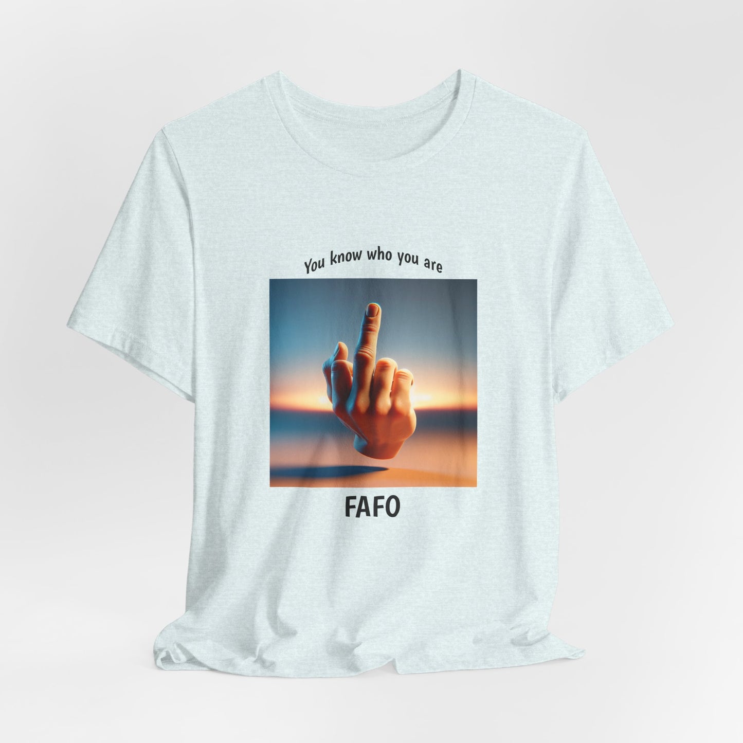 Sunset Middle Finger Graphic Tee – 'FAHO' Casual Statement T-Shirt