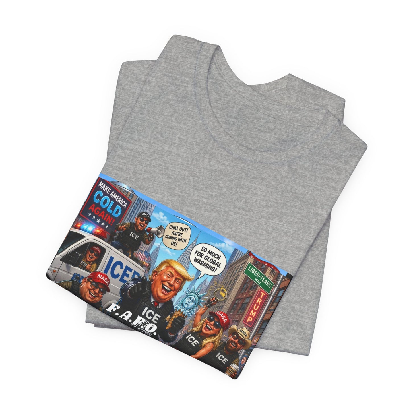 Political Satire T‑Shirt — ICE F.A.F.O. Collage Graphic Tee