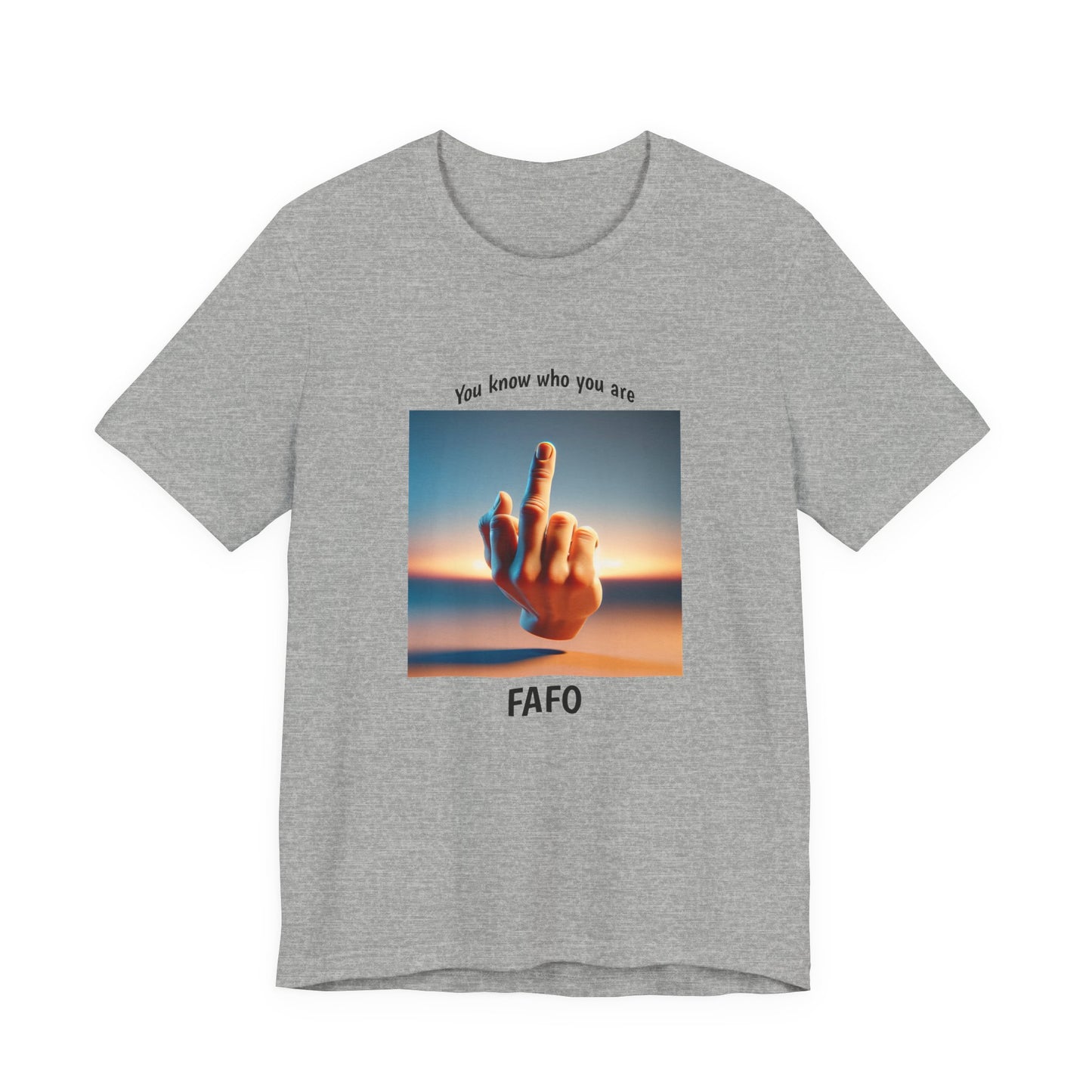 Sunset Middle Finger Graphic Tee – 'FAHO' Casual Statement T-Shirt