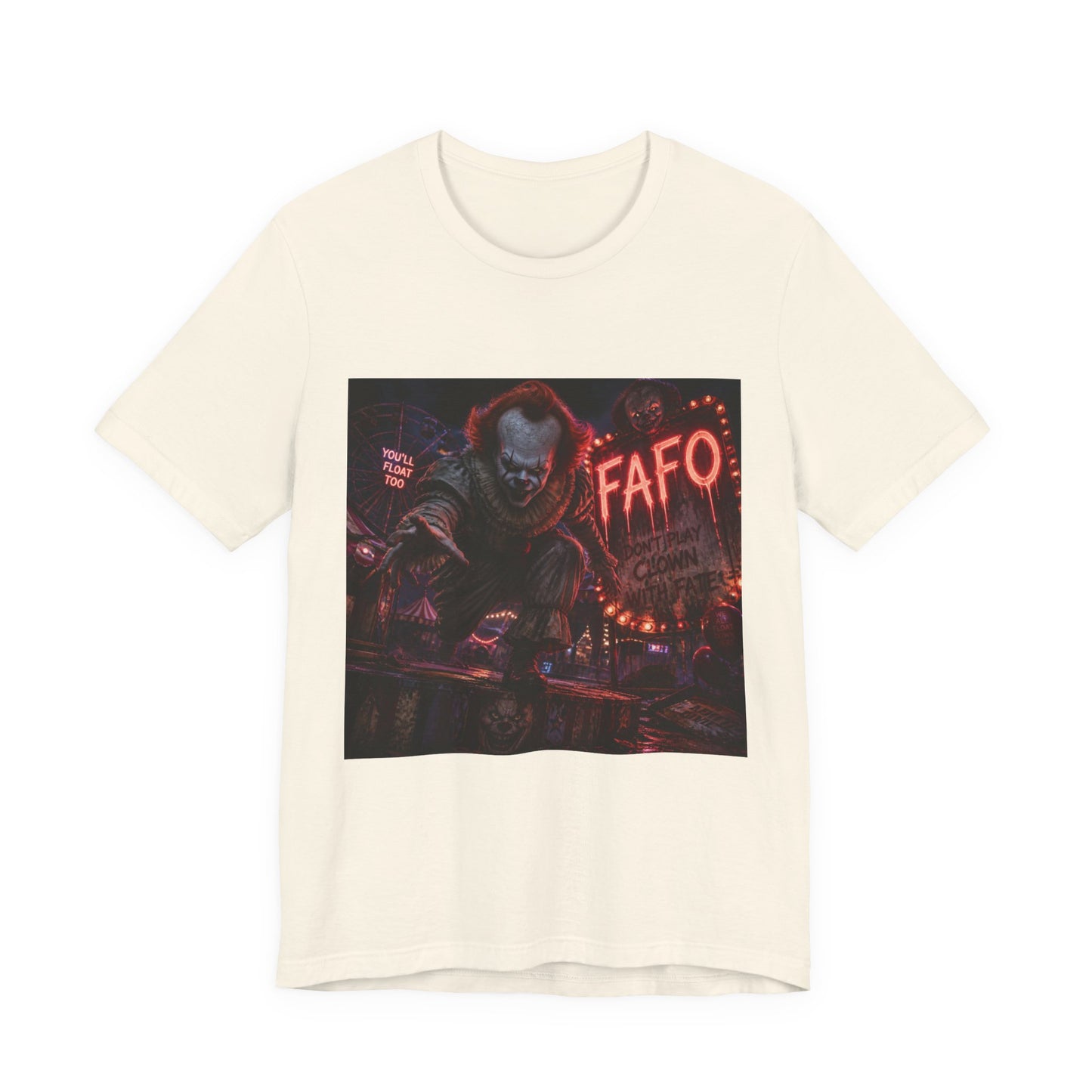 Horror Clown Graphic Tee – FAFO Neon Scare Short Sleeve T-Shirt