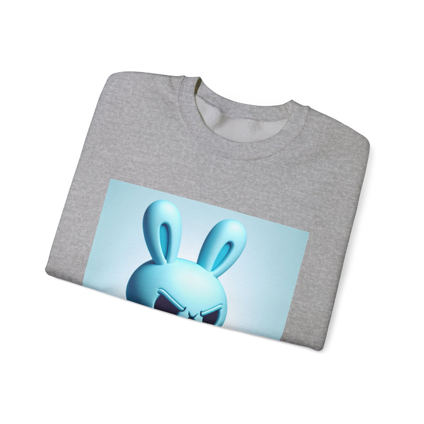 Bunny Soldier Crewneck Sweatshirt — Blue Cartoon Bunny with Rifle (The FAFO Society)