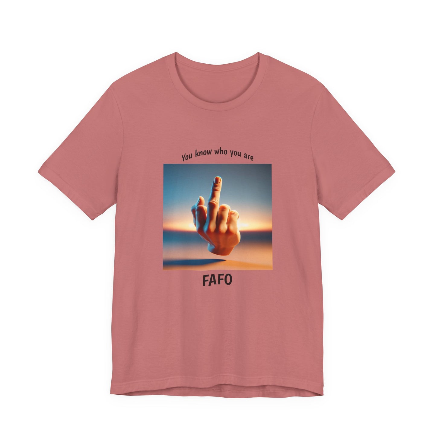 Sunset Middle Finger Graphic Tee – 'FAHO' Casual Statement T-Shirt