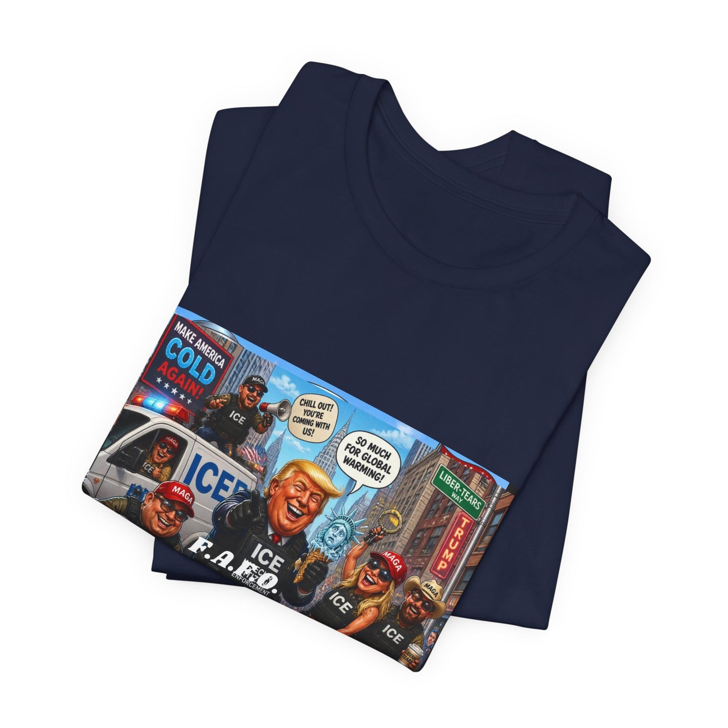Political Satire T‑Shirt — ICE F.A.F.O. Collage Graphic Tee