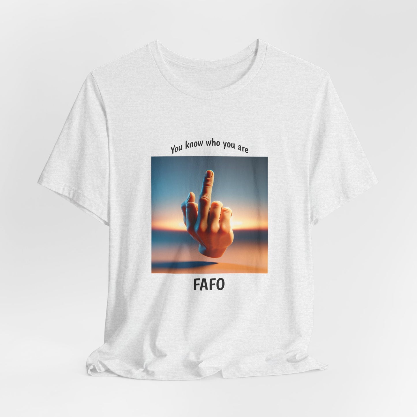 Sunset Middle Finger Graphic Tee – 'FAHO' Casual Statement T-Shirt