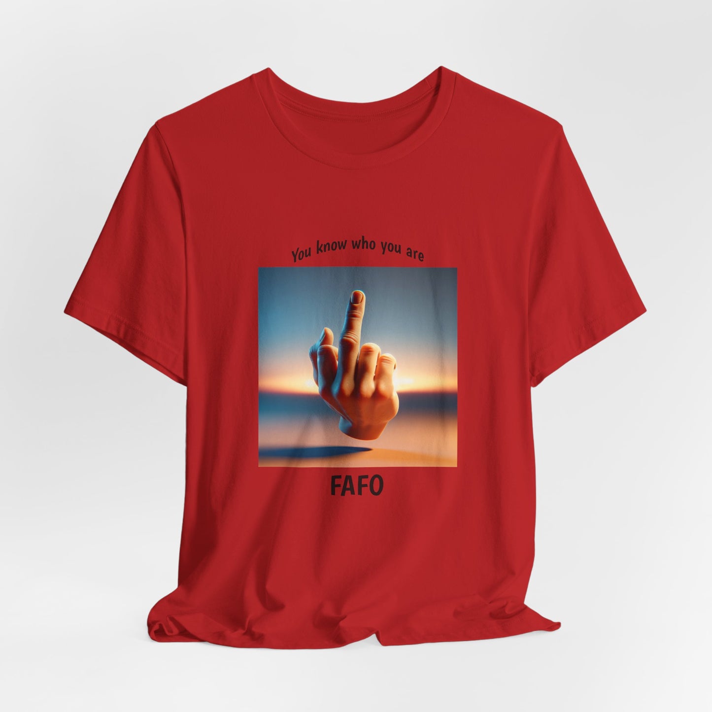 Sunset Middle Finger Graphic Tee – 'FAHO' Casual Statement T-Shirt