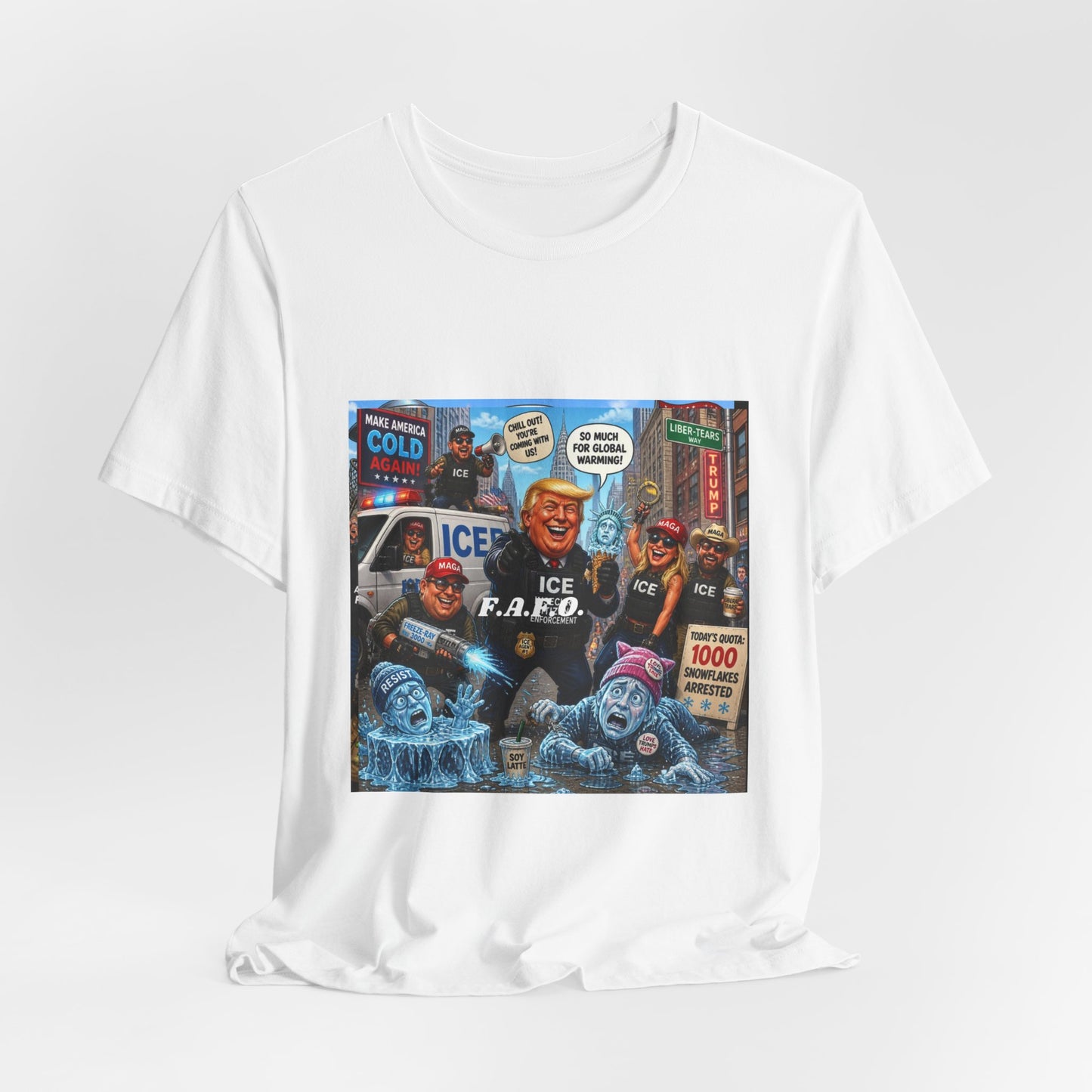 Political Satire T‑Shirt — ICE F.A.F.O. Collage Graphic Tee