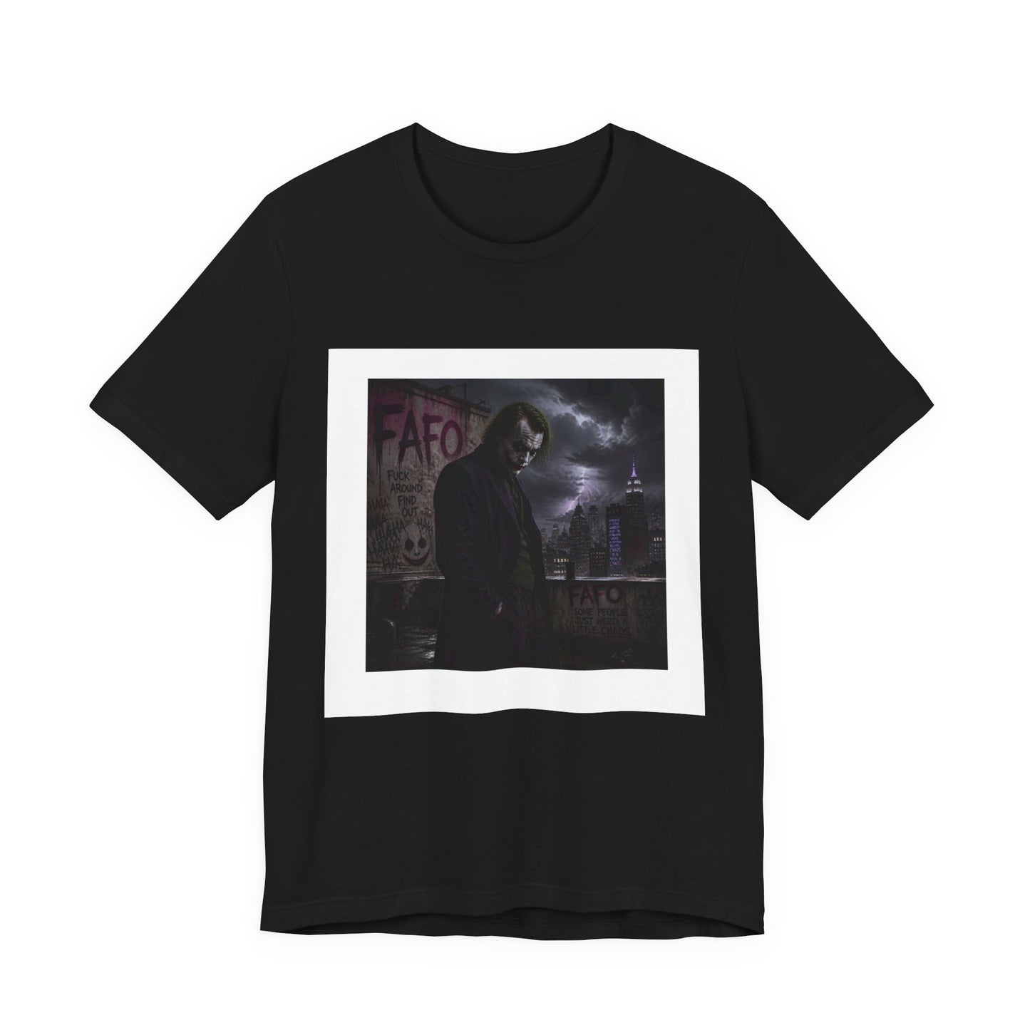 Dark Cityscape Graphic Tee — Moody Joker Night Design
