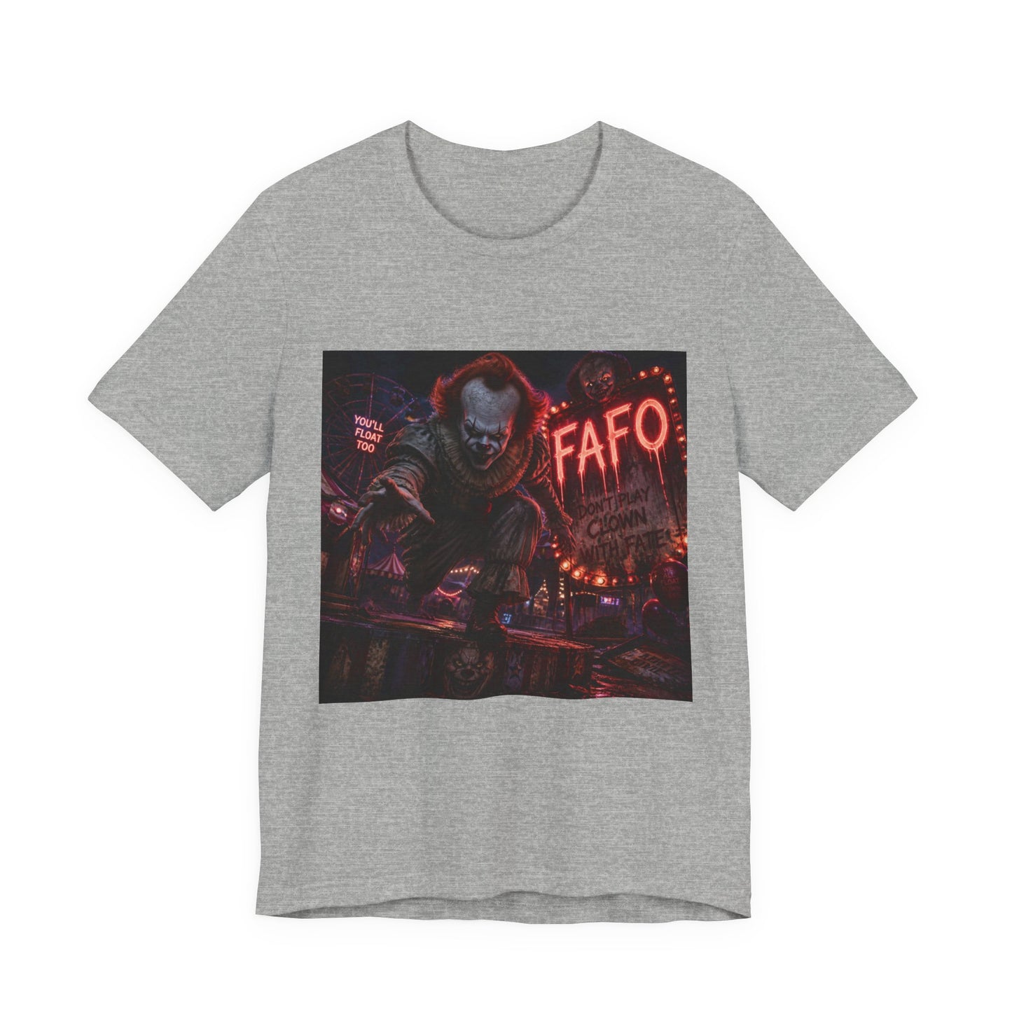 Horror Clown Graphic Tee – FAFO Neon Scare Short Sleeve T-Shirt