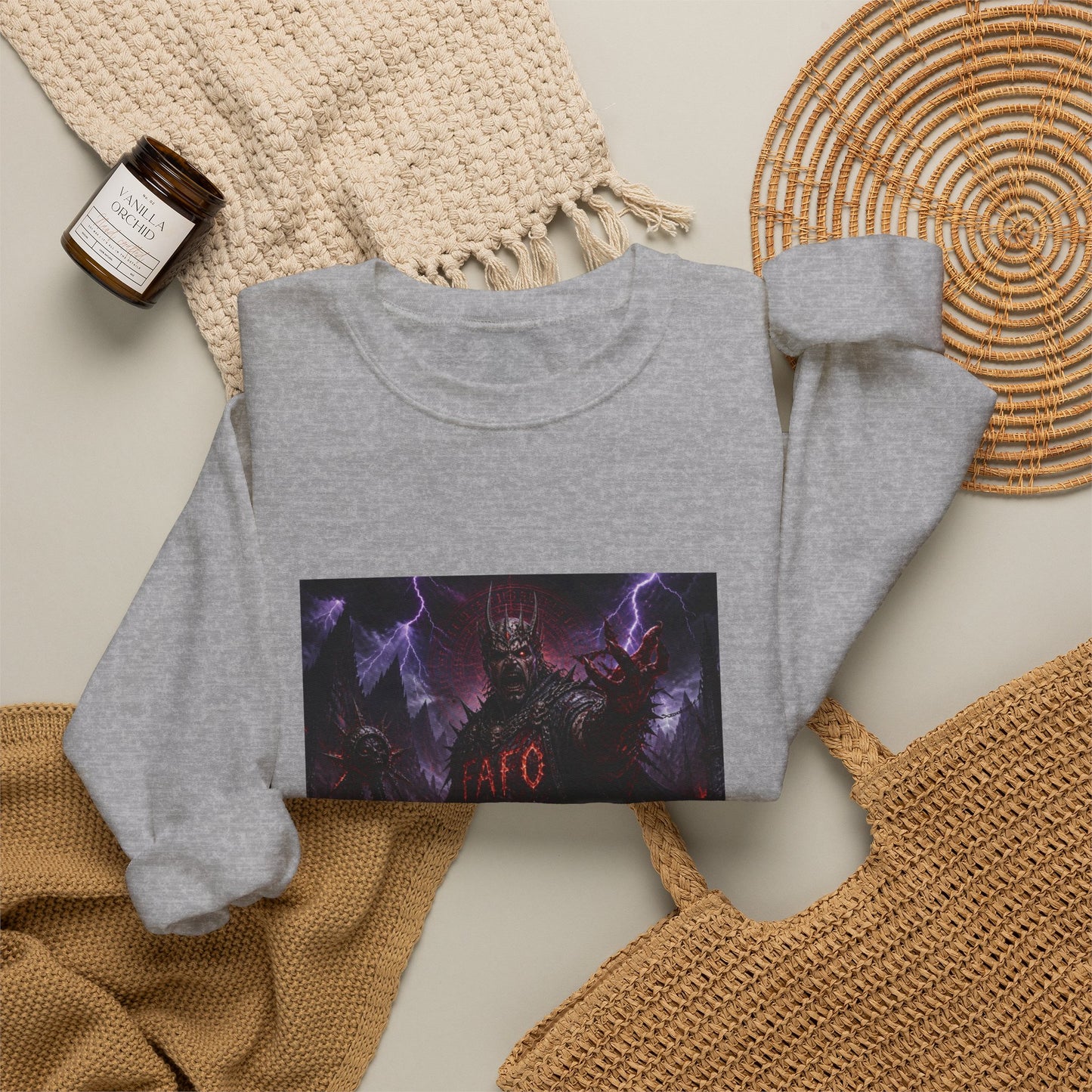 Satanic Demon Horror Crewneck Sweatshirt – 'Go' Graphic