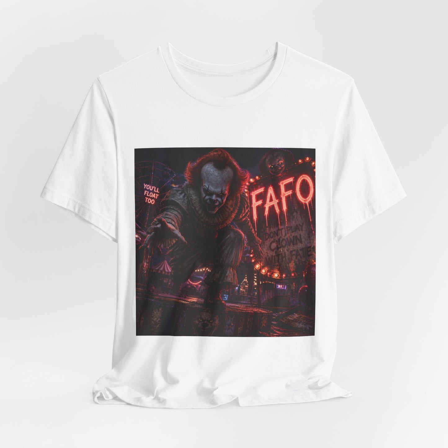 Horror Clown Graphic Tee — 'FAFO' Neon Carnival T-Shirt