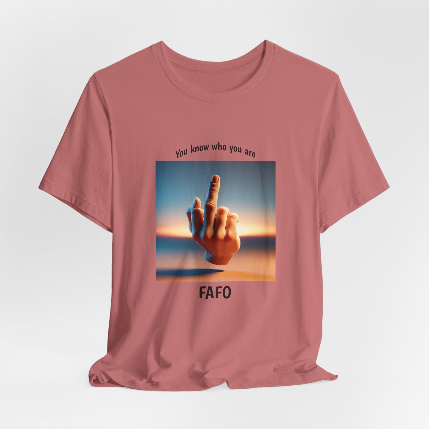 Sunset Middle Finger Graphic Tee – 'FAHO' Casual Statement T-Shirt