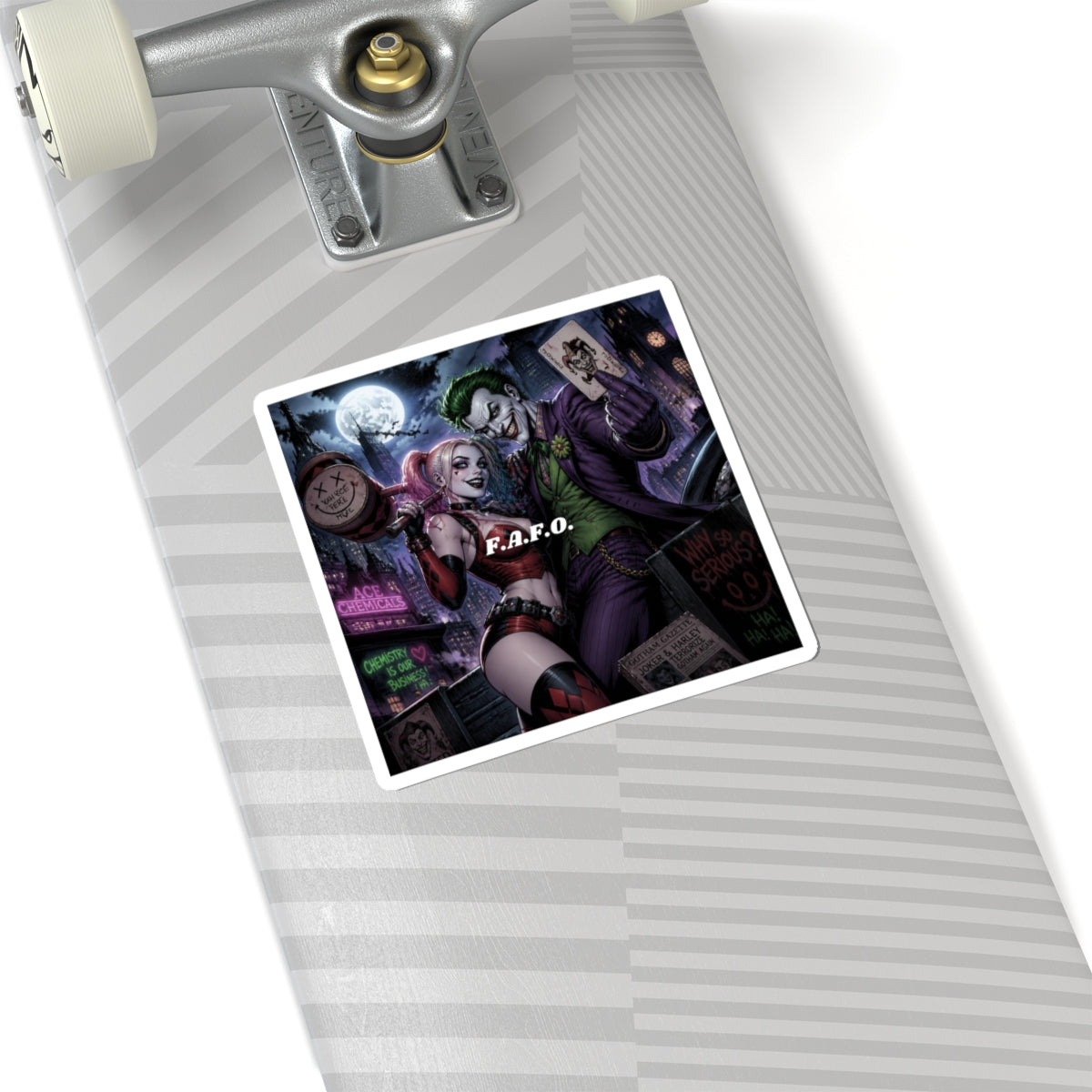 Harley Quinn & Joker Nightscape Sticker - Kiss-Cut Vinyl Decal
