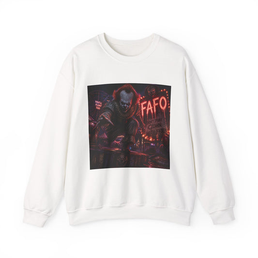 Creepy Clown "FAFO" Crewneck Sweatshirt — The FAFO Society Graphic