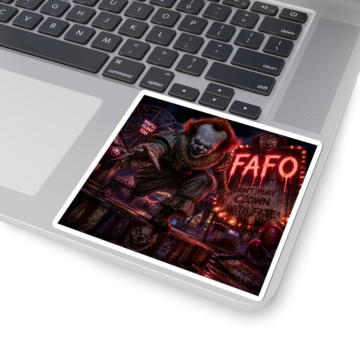 Horror Clown Kiss-Cut Sticker — "FAFO" Creepy Carnival Design