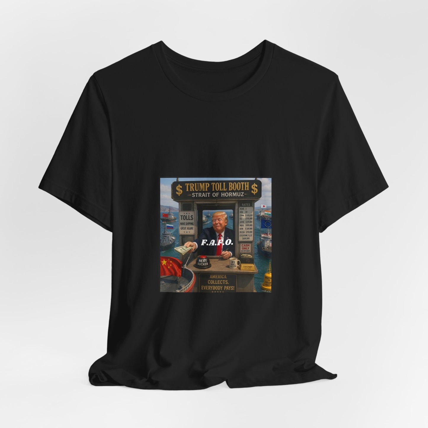 Political Satire Tee — "Trump Toll Booth" Graphic Shirt