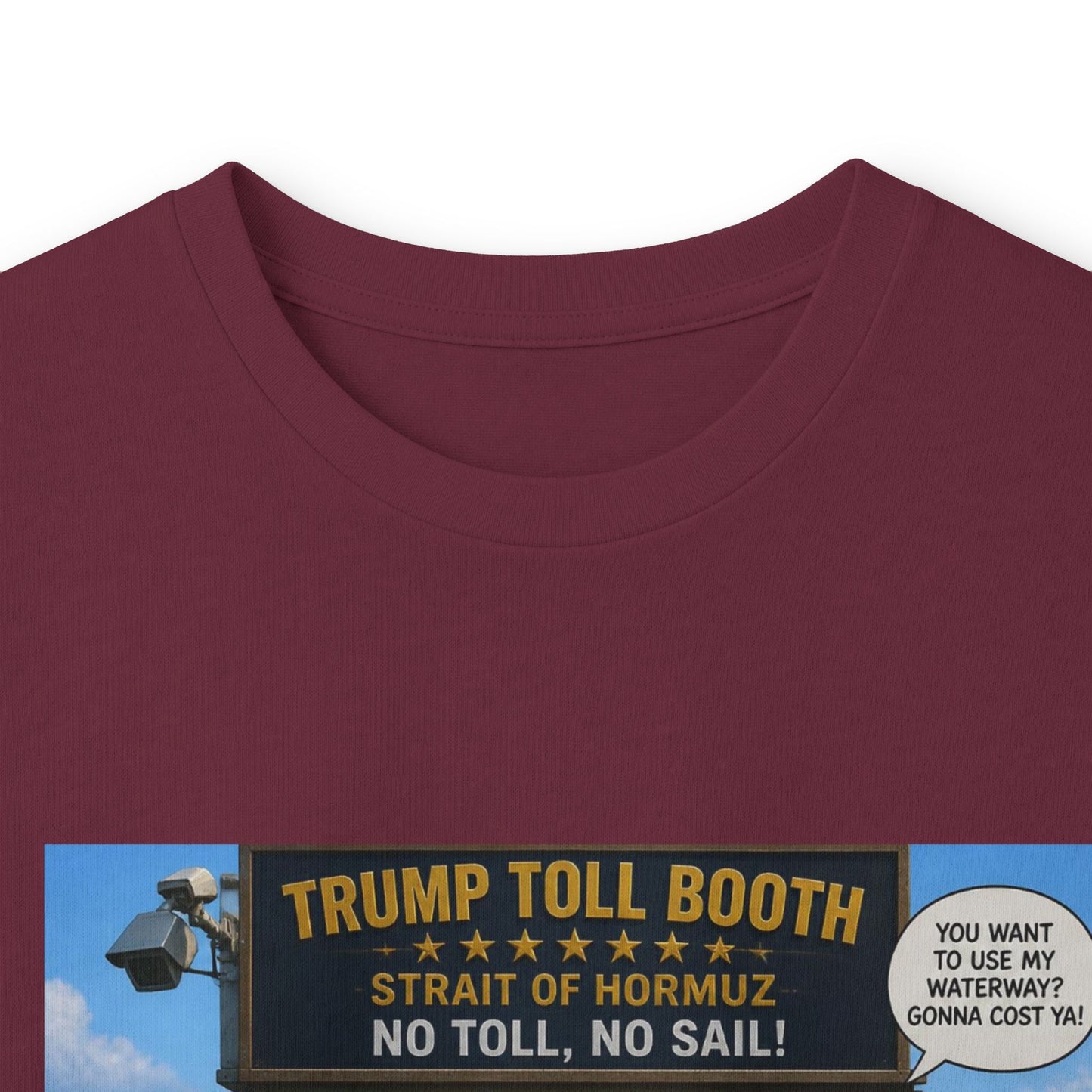 Long Sleeve Tee — Retro Arcade Collage "Trump Toll Booth" Design