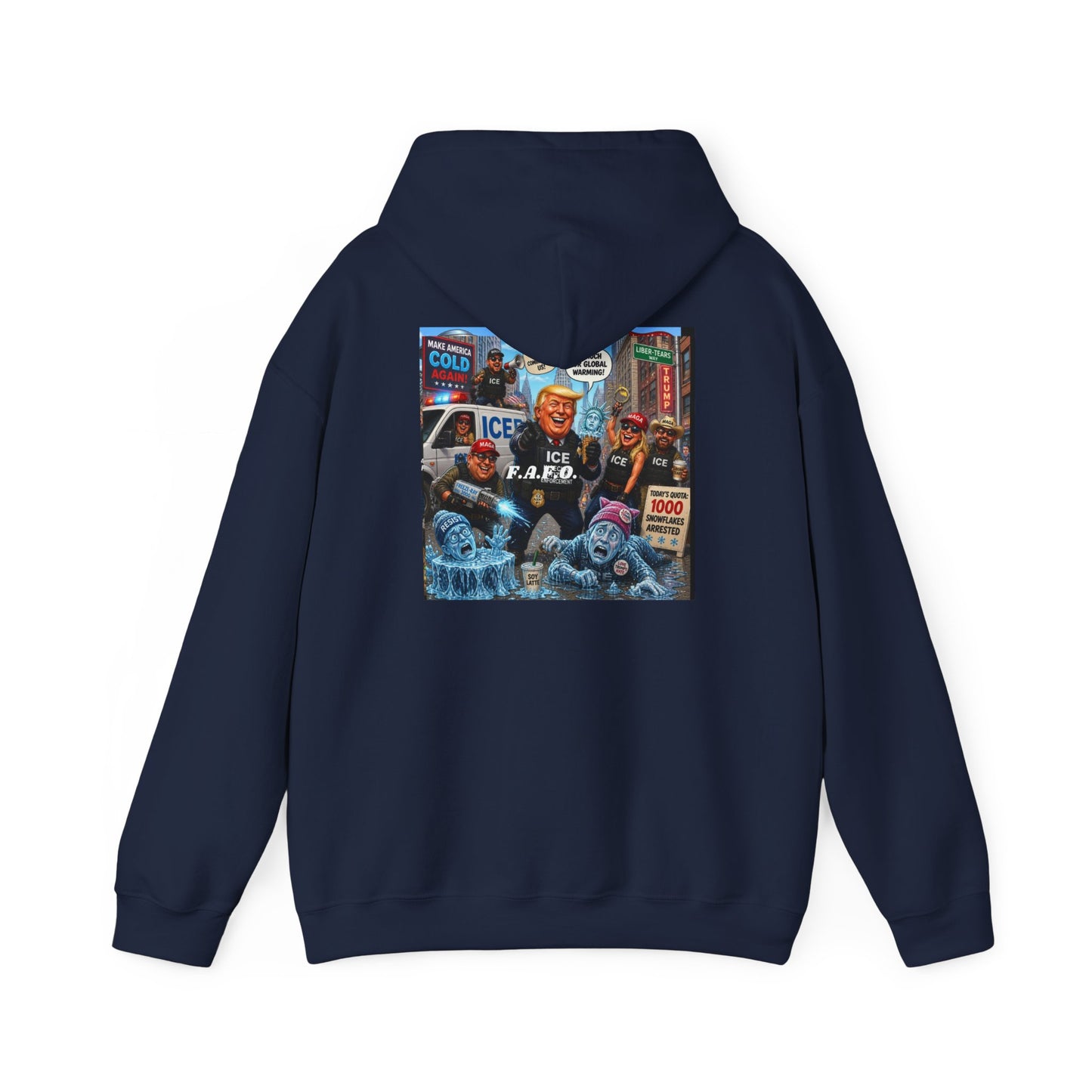 Political Collage Hoodie — Vintage Protest Pop-Art Sweatshirt (ICE, MAGA, 2020s)