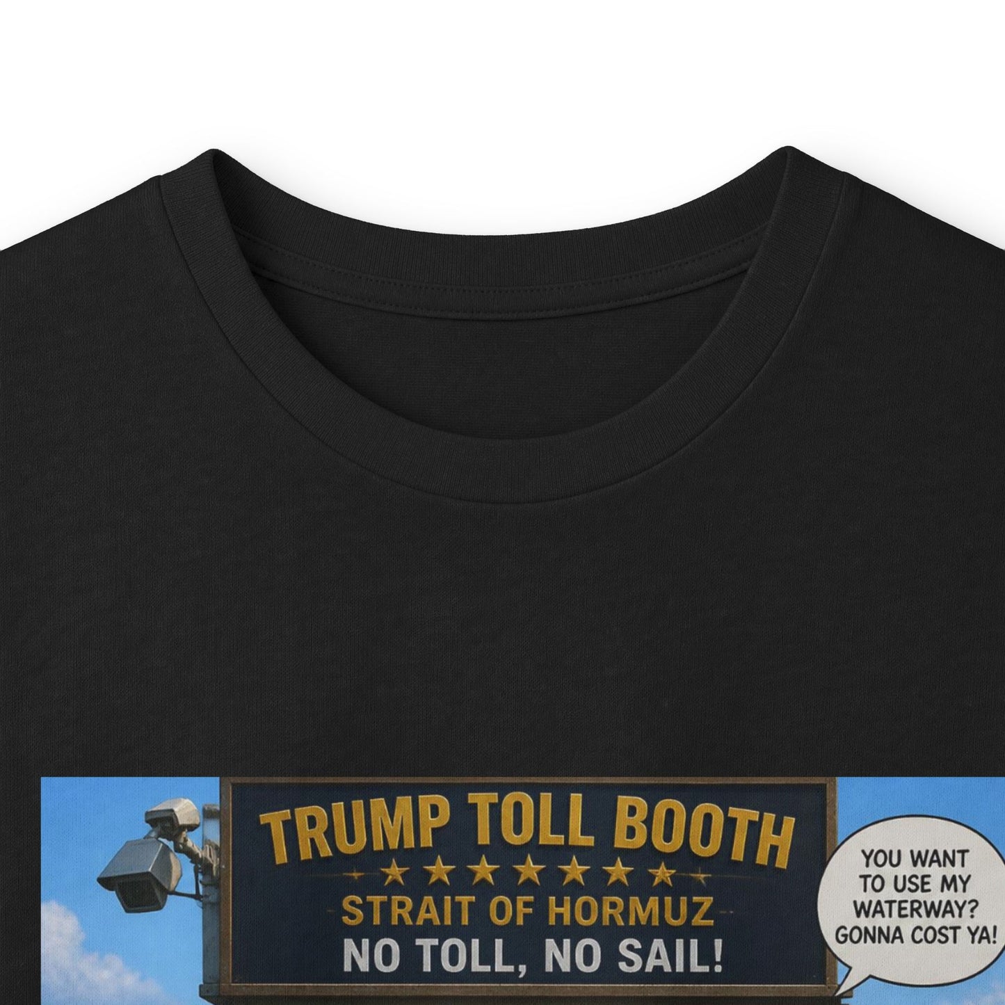 Long Sleeve Tee — Retro Arcade Collage "Trump Toll Booth" Design