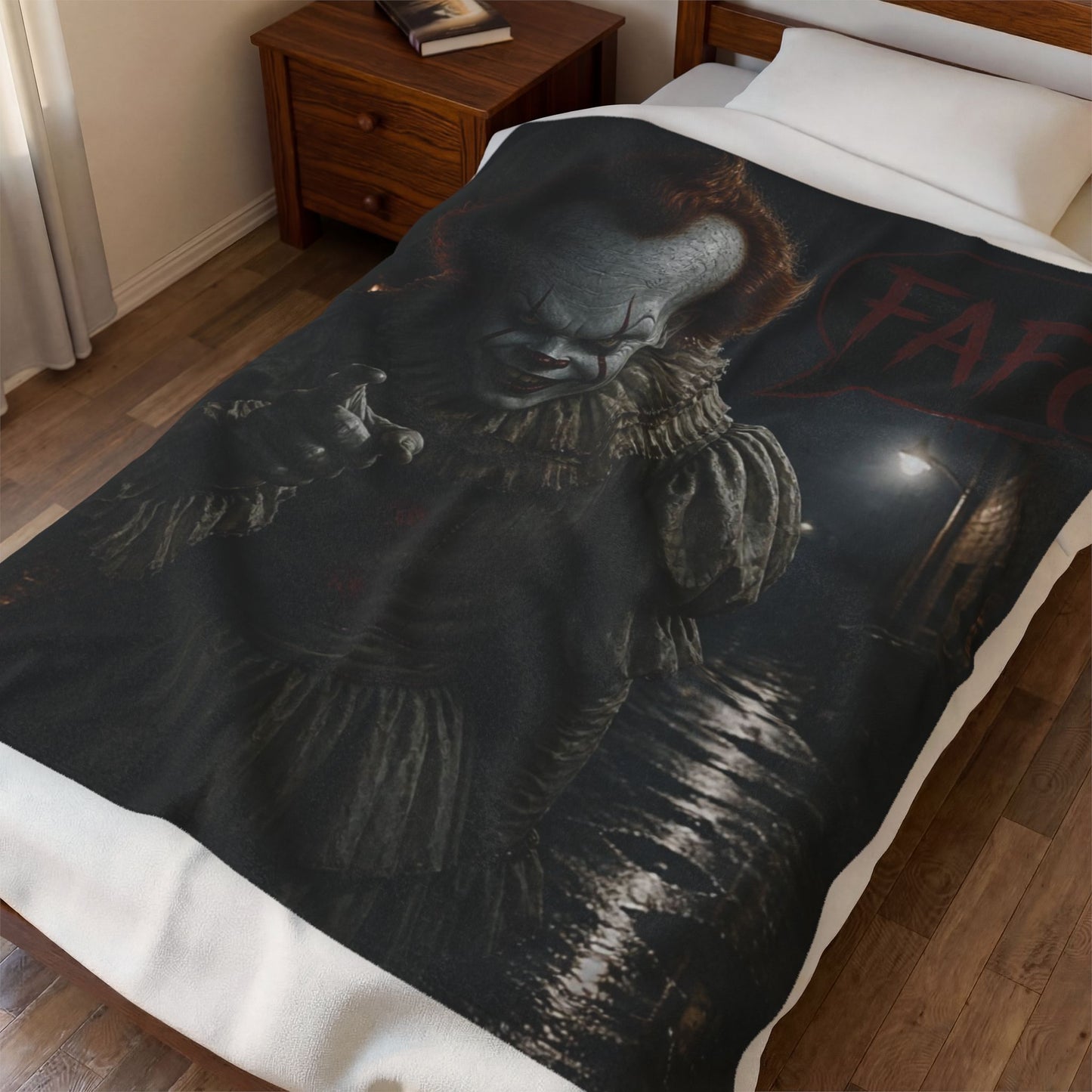 Horror Pennywise Velveteen Plush Blanket – Spooky Clown Throw for Halloween Fans