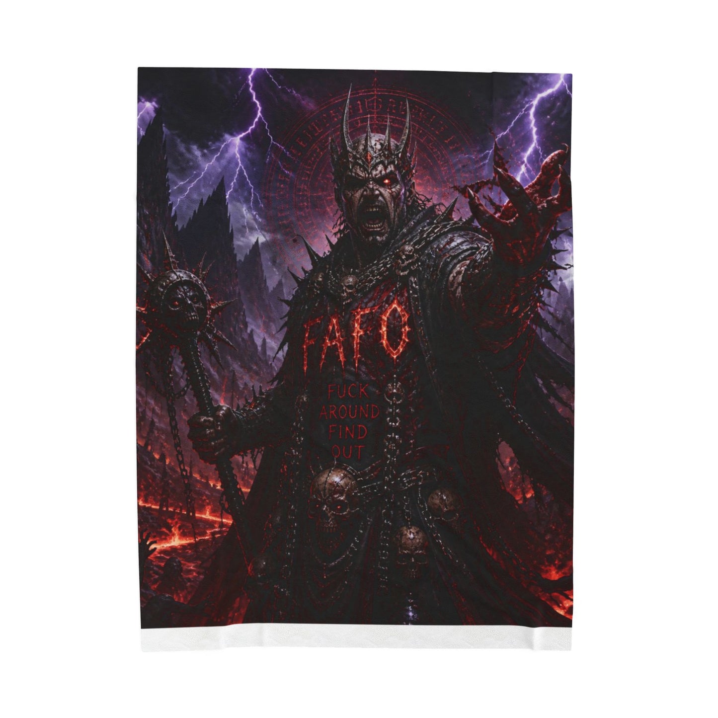Demonic King Velveteen Plush Blanket — Dark Fantasy Goth Throw