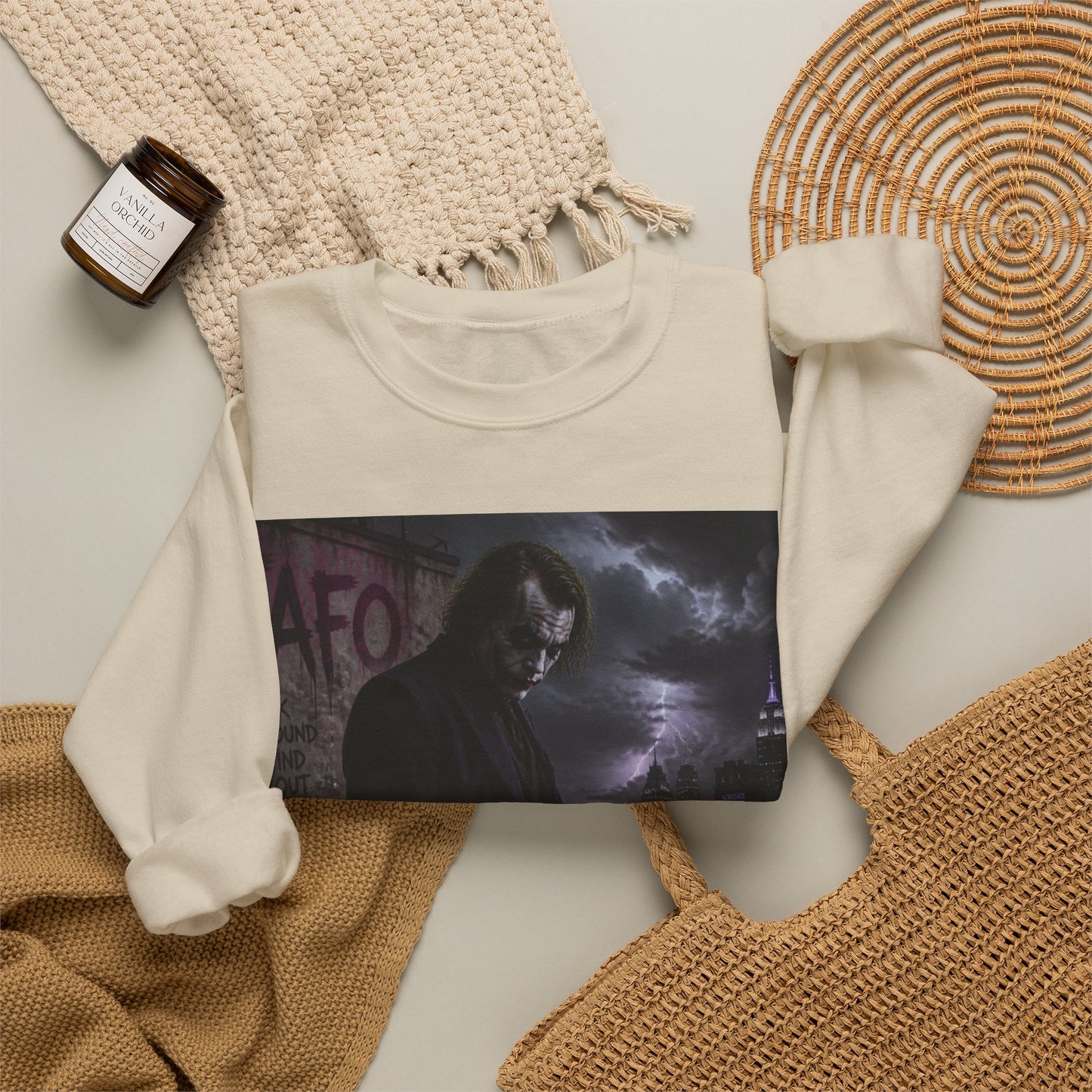 Dark Urban Noir Crewneck Sweatshirt – Moody Street Scene Graphic