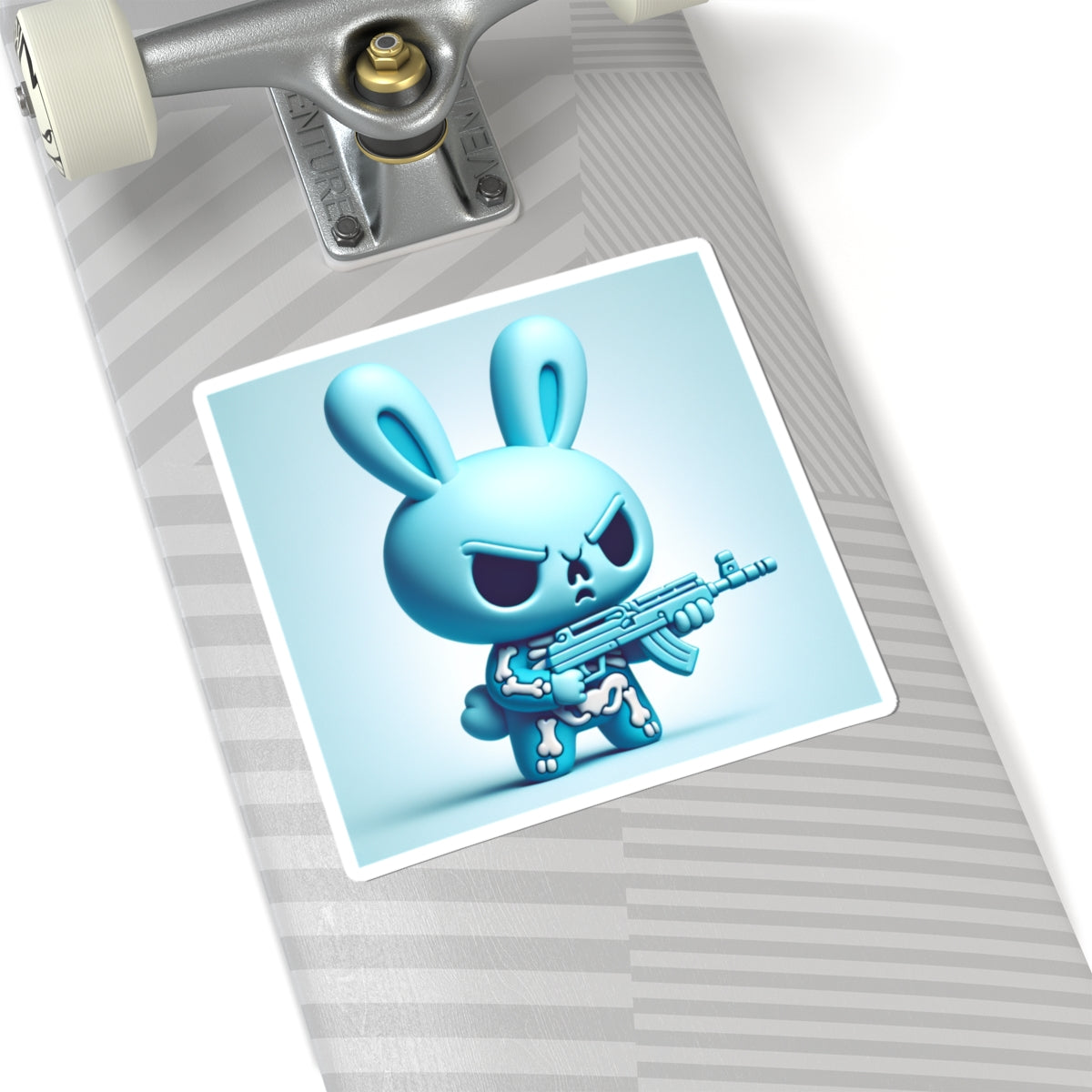 Blue Angry Bunny Sticker — Cute Tough Rabbit Kiss-Cut Laptop Decal