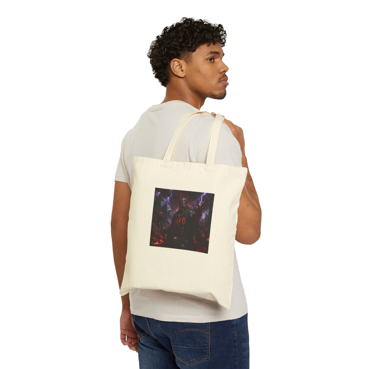 Dark Fantasy Demon Art Tote Bag — Gothic Canvas Shopper