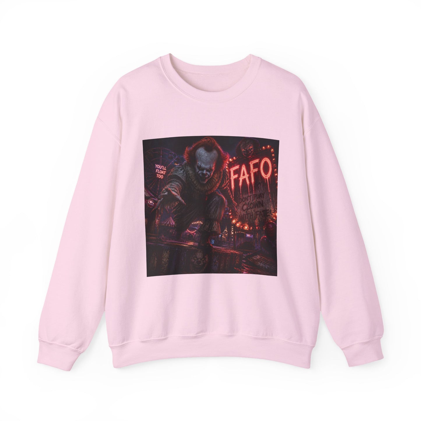 Creepy Clown "FAFO" Crewneck Sweatshirt — The FAFO Society Graphic
