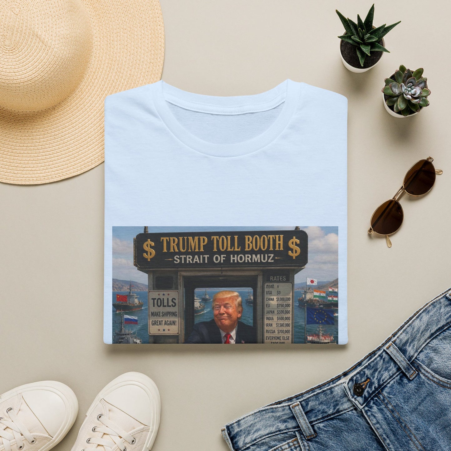 T-Shirt — "Trump Toll Booth: Strait of Hormuz" Political Graphic Tee