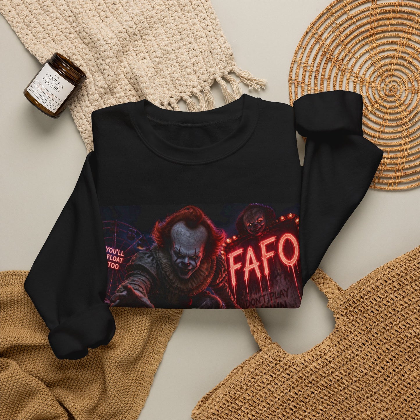 Horror Clown Crewneck Sweatshirt — 'The FAFO Society' Graphic