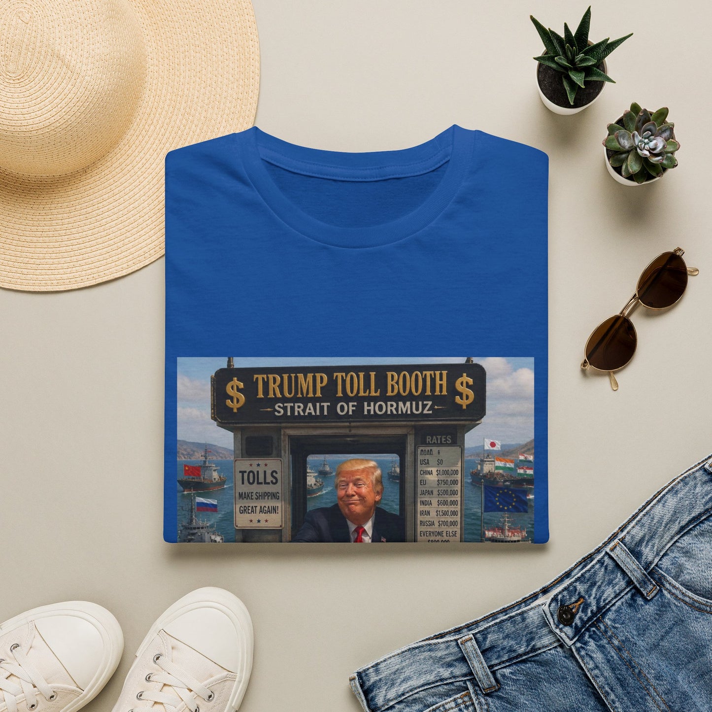 T-Shirt — "Trump Toll Booth: Strait of Hormuz" Political Graphic Tee