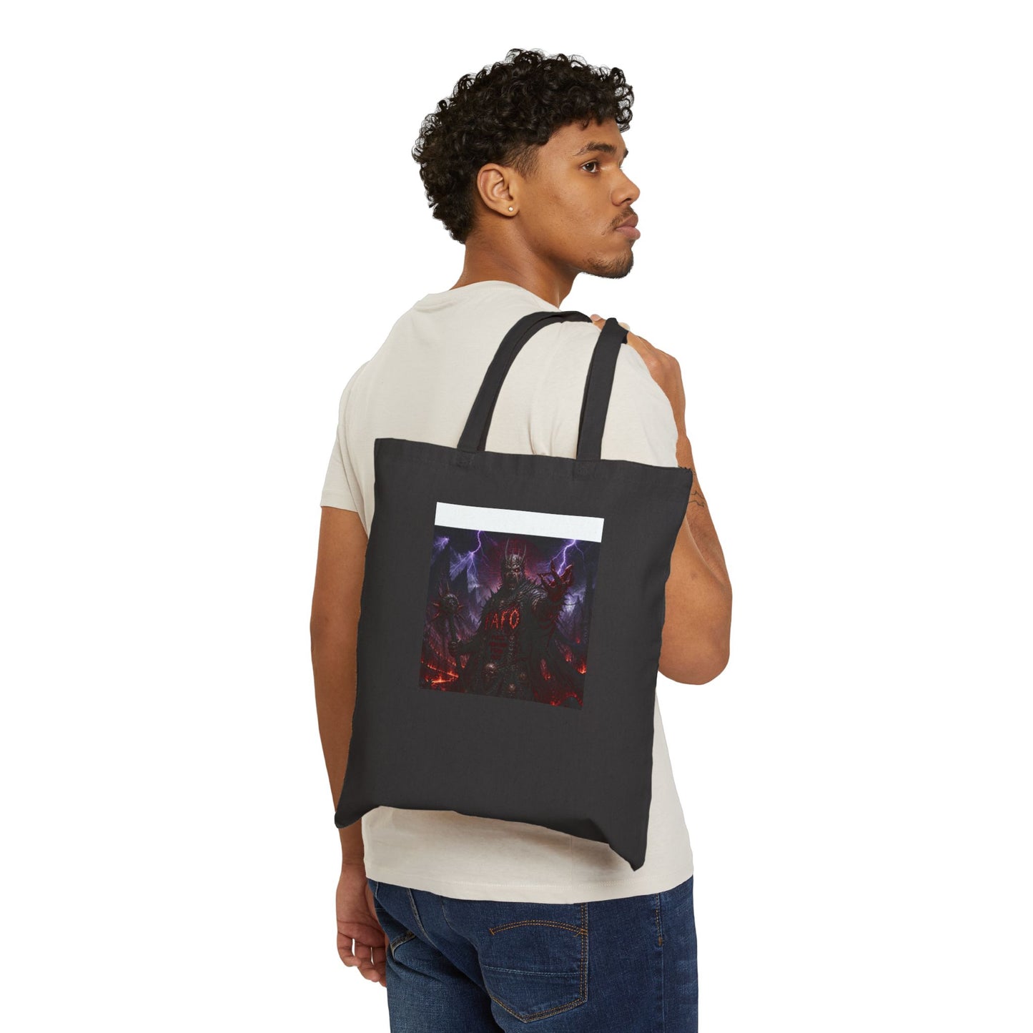 Dark Fantasy Demon Art Tote Bag — Gothic Canvas Shopper