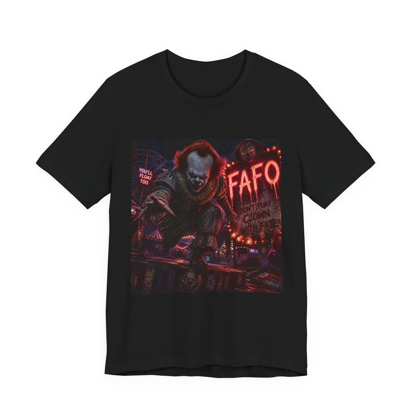 Horror Clown Graphic Tee — 'FAFO' Neon Carnival T-Shirt