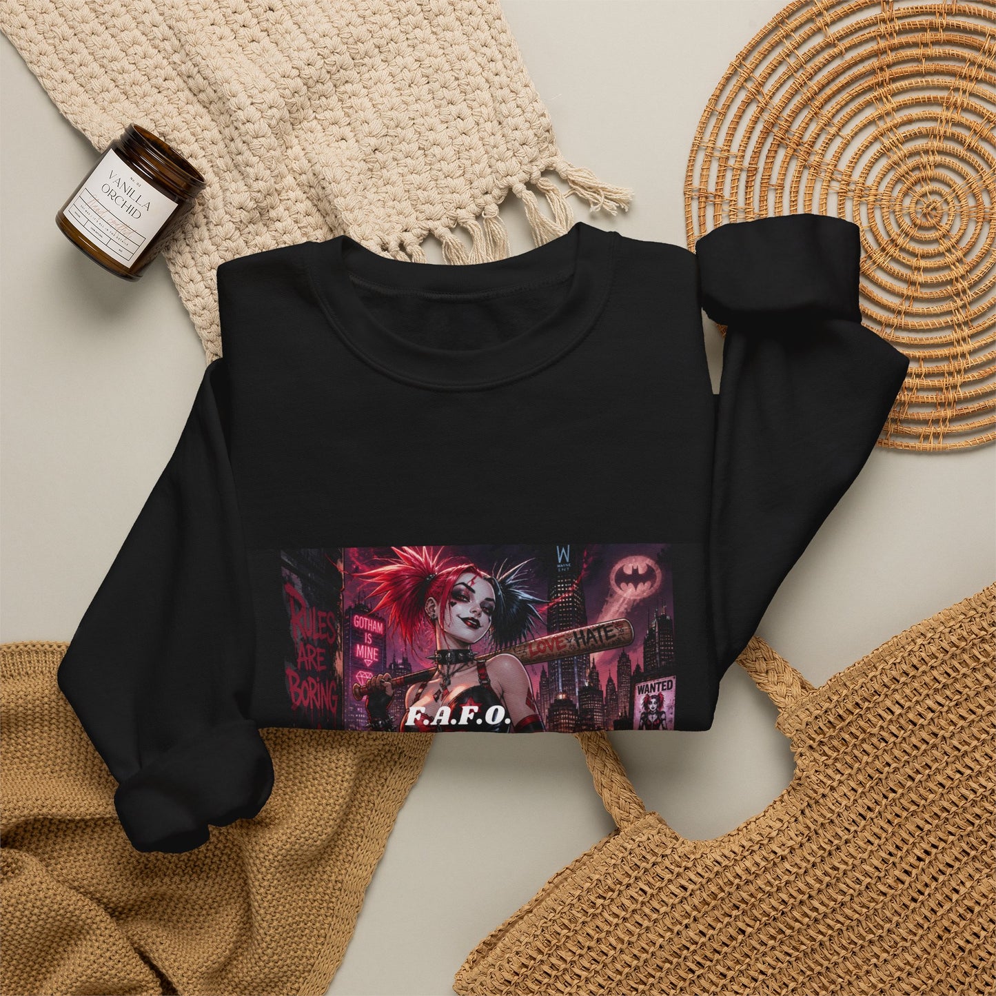Crewneck Sweatshirt — The Fafc Society Gothic Harley-Style Art Pullover
