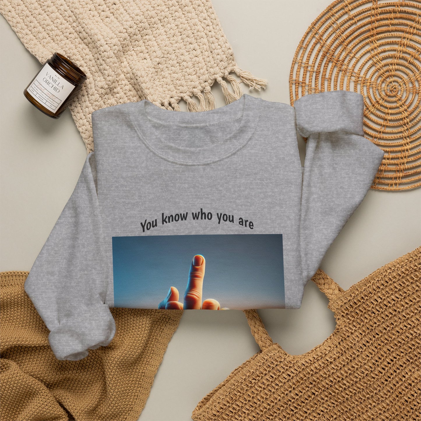 Crewneck Sweatshirt – Sunset Middle Finger Photo "Same to You" Graphic