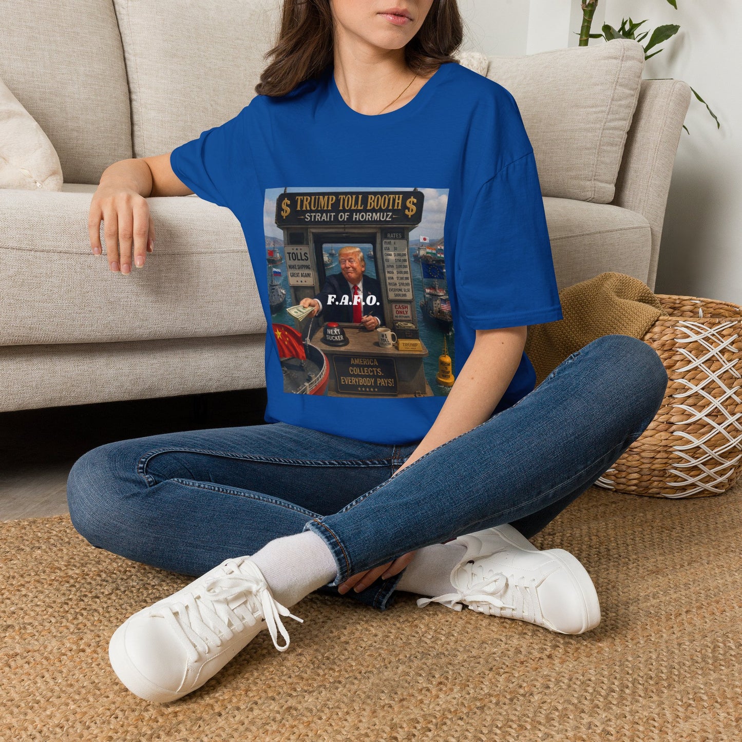 T-Shirt — "Trump Toll Booth: Strait of Hormuz" Political Graphic Tee