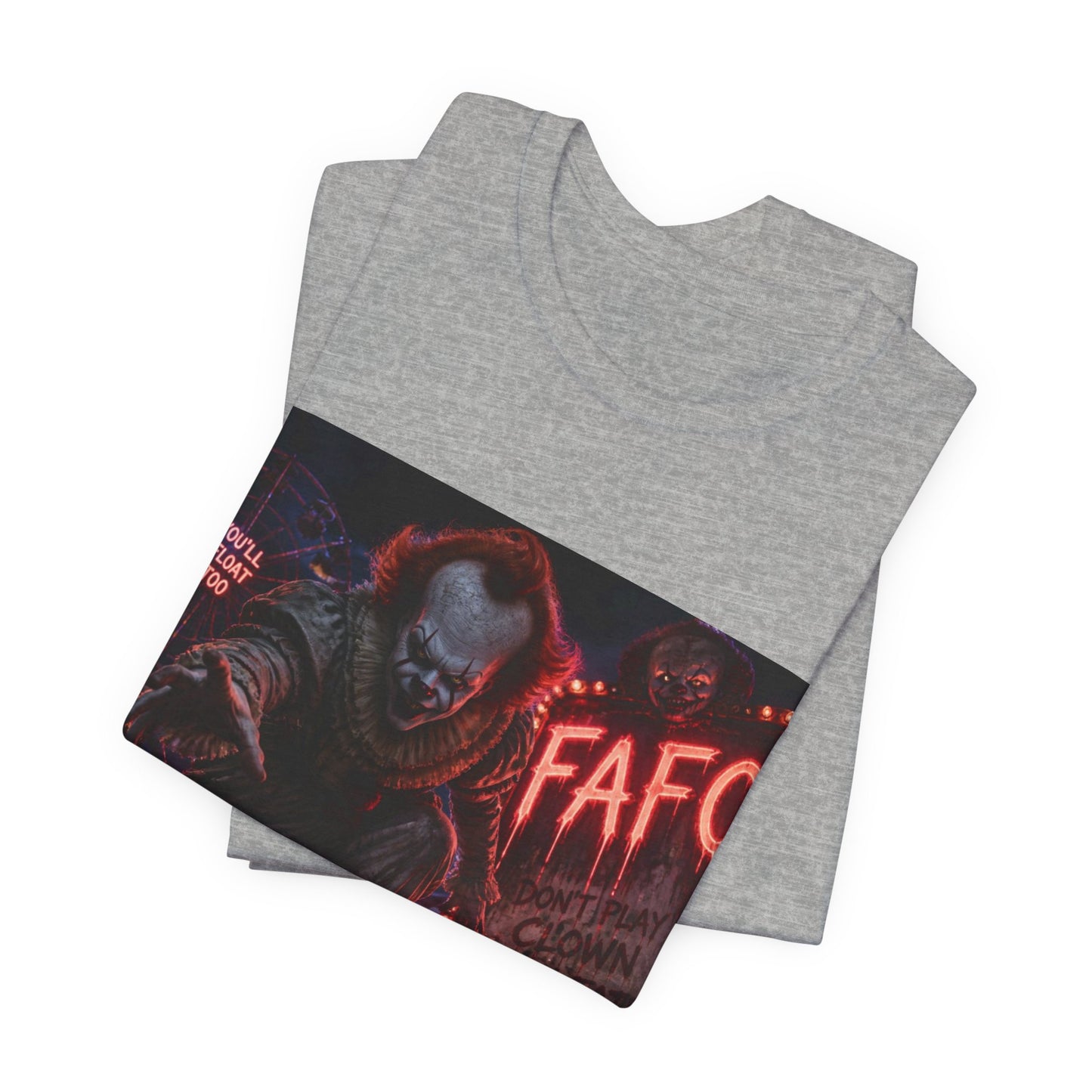 Horror Clown Graphic Tee — 'FAFO' Neon Carnival T-Shirt