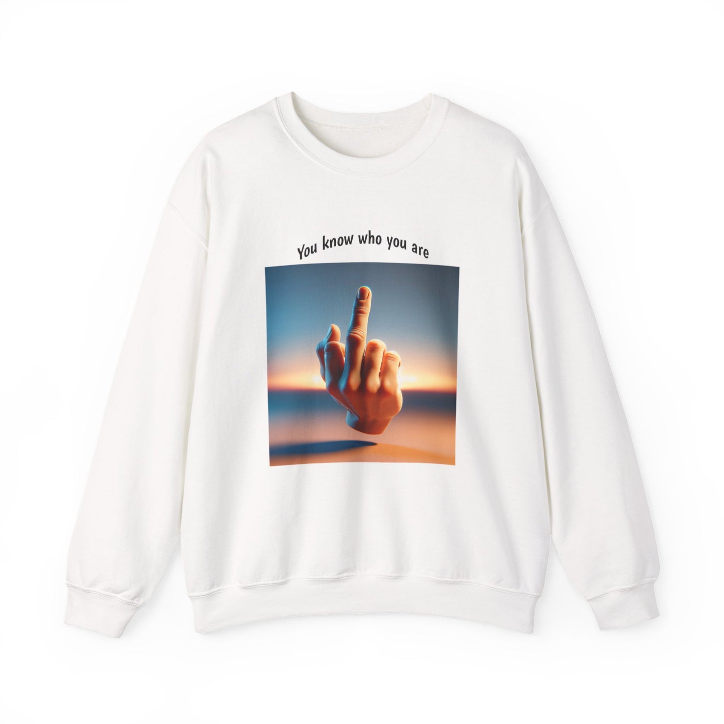 Crewneck Sweatshirt – Sunset Middle Finger Photo "Same to You" Graphic