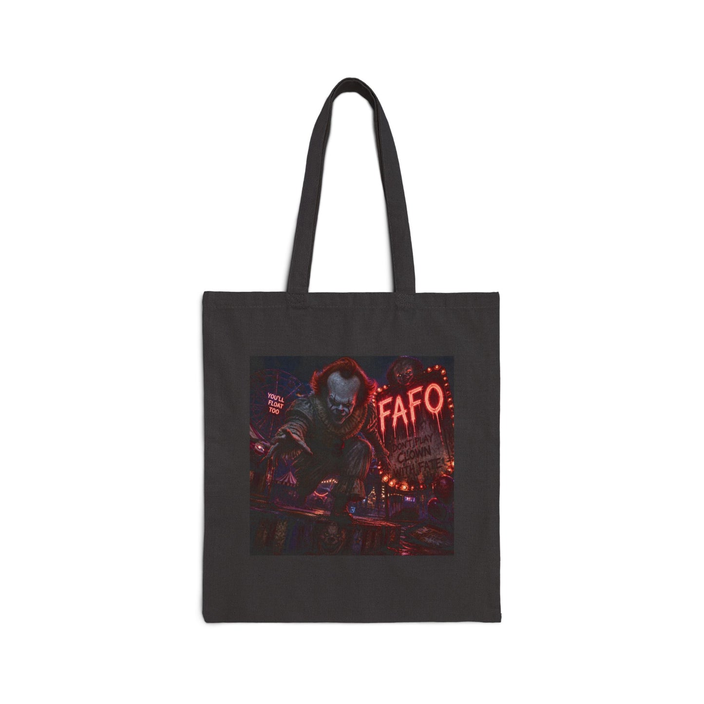 Horror Clown Tote Bag — Dark Carnival 'FAFO' Canvas Shopper