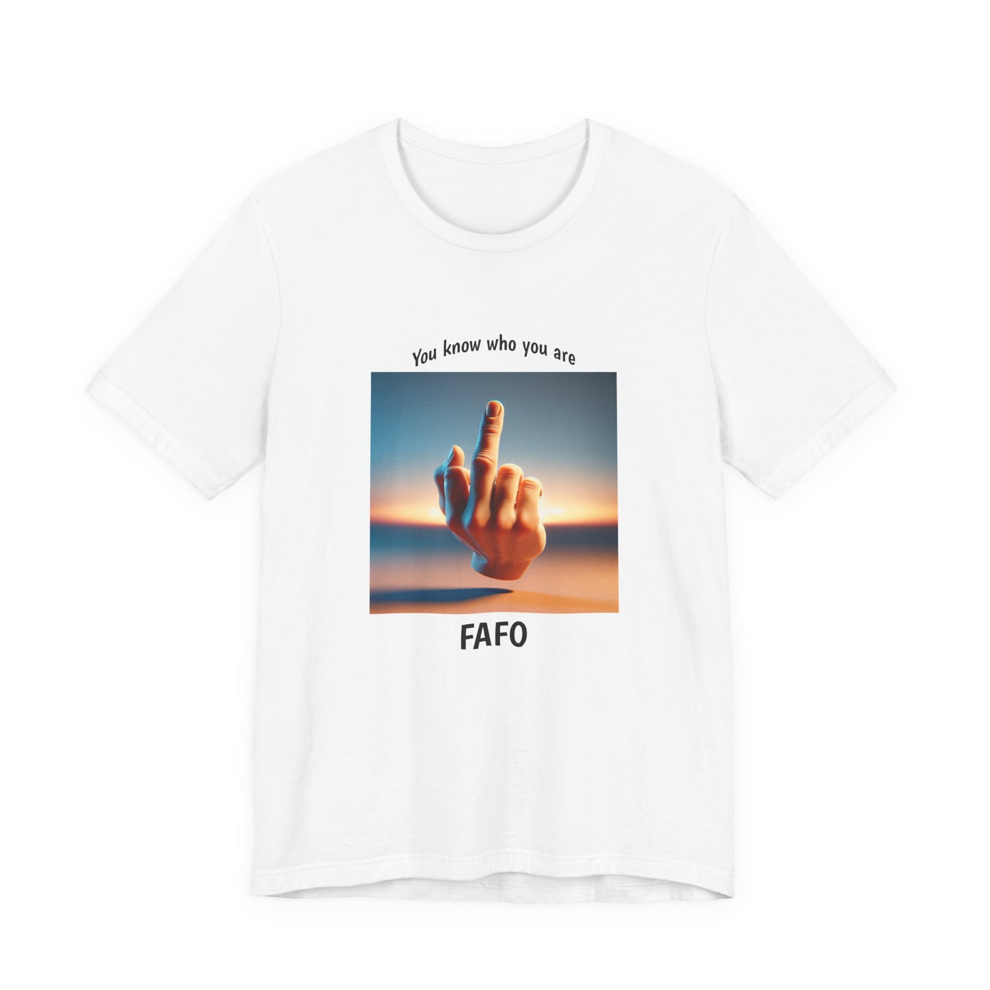 Sunset Middle Finger Graphic Tee – 'FAHO' Casual Statement T-Shirt