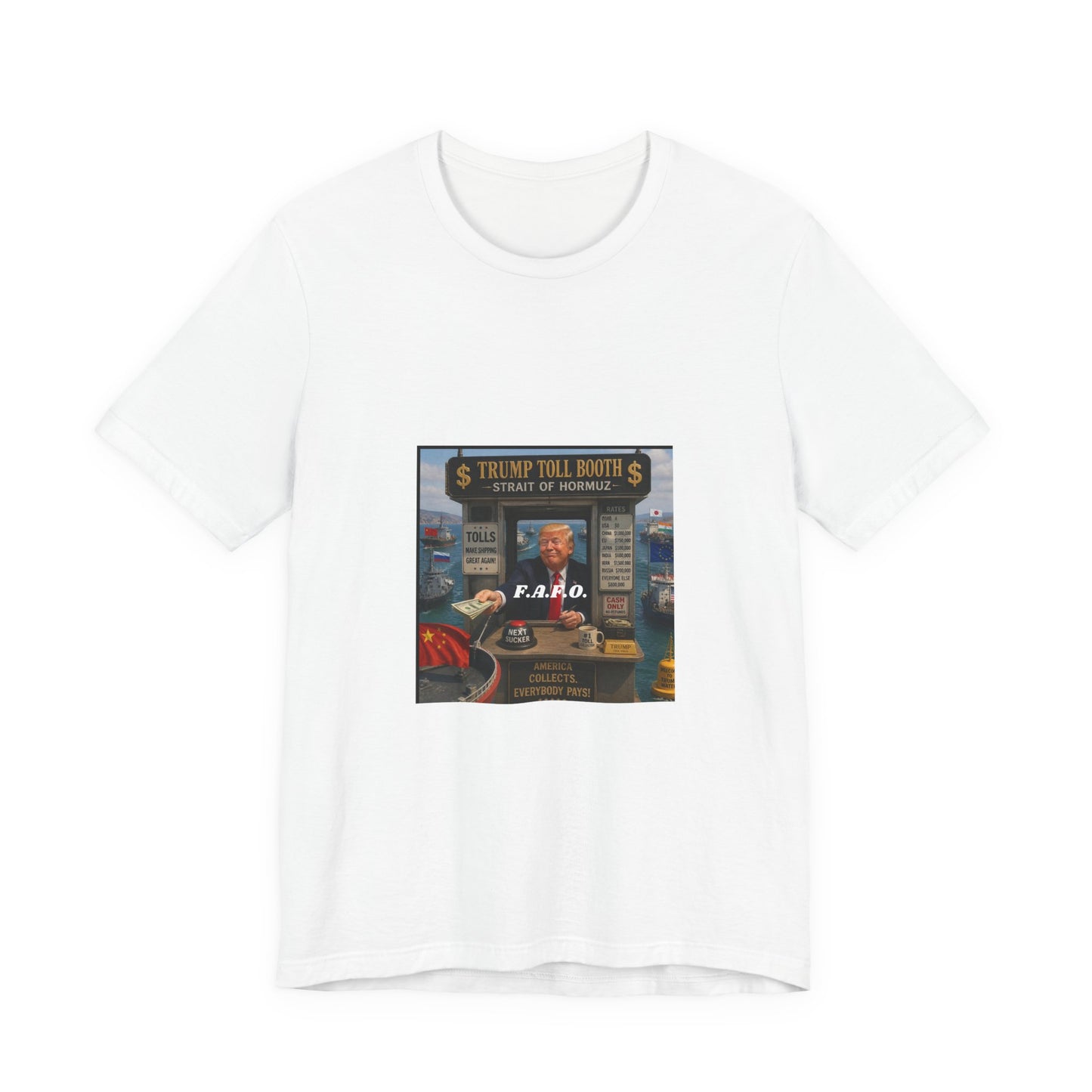 Political Satire Tee — "Trump Toll Booth" Graphic Shirt