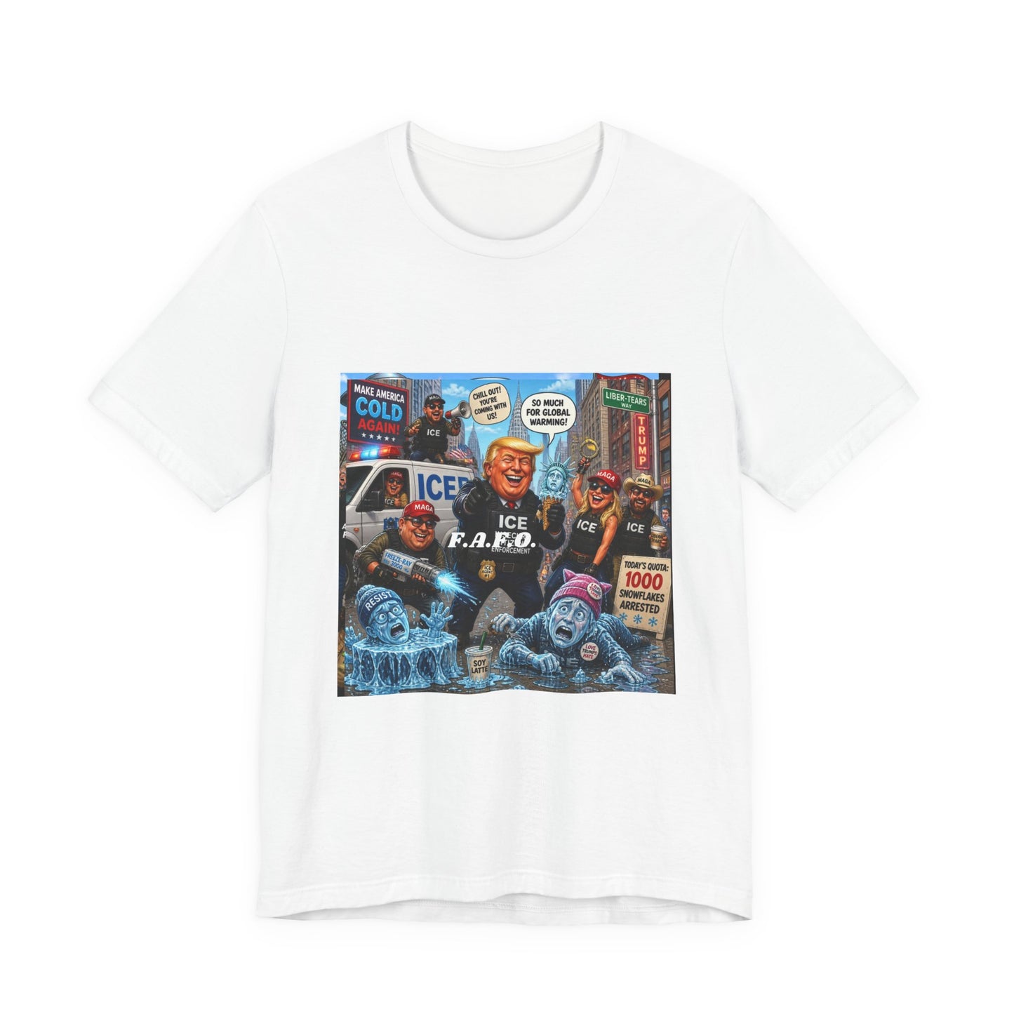 Political Satire T‑Shirt — ICE F.A.F.O. Collage Graphic Tee