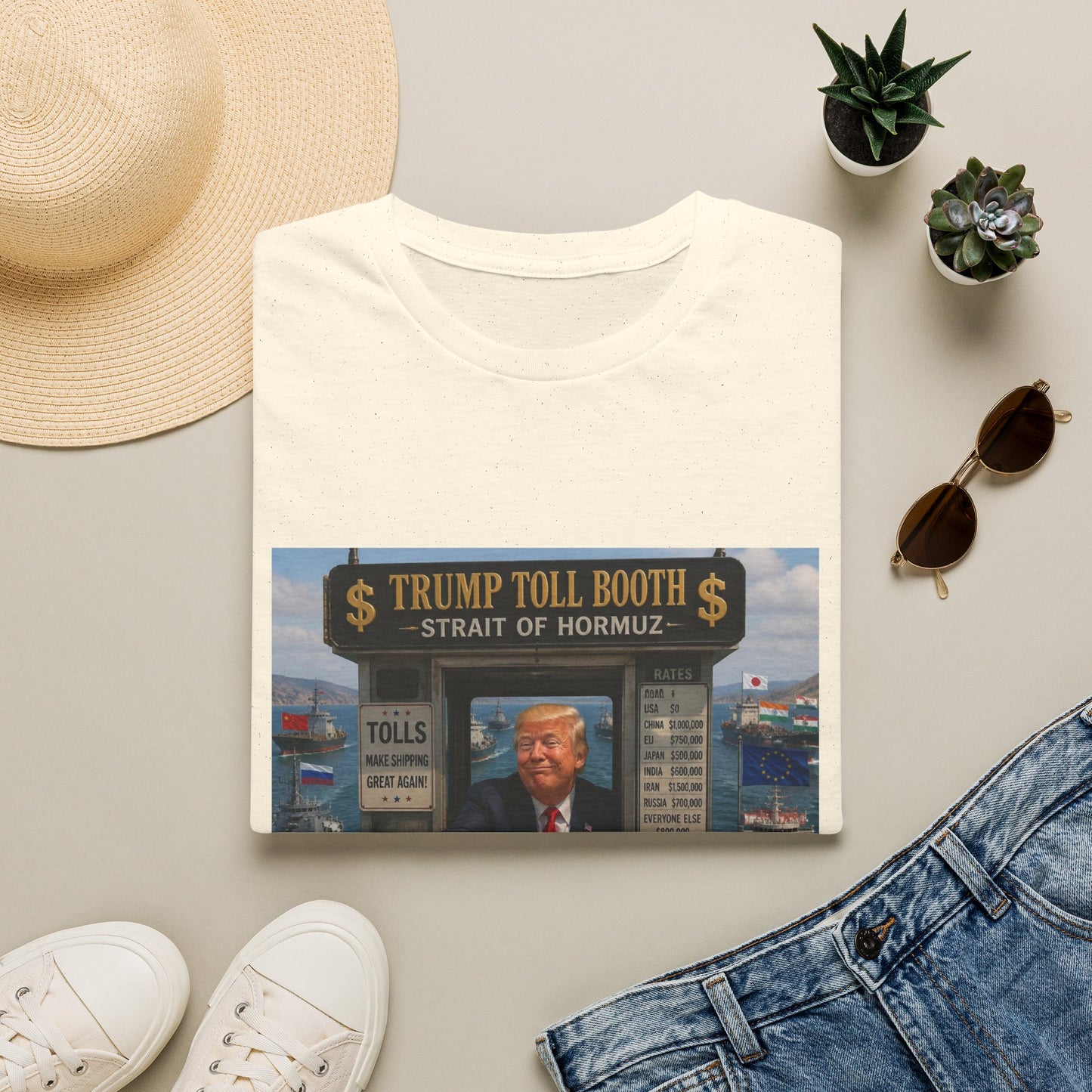 T-Shirt — "Trump Toll Booth: Strait of Hormuz" Political Graphic Tee